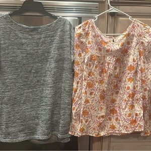 Talbots Gray and Floral Women's Blouse Set